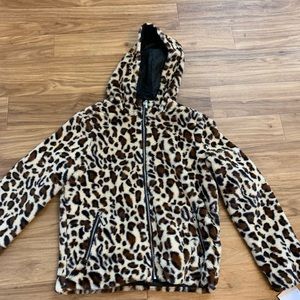 Leopard print zip up hoodie